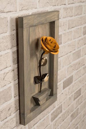 Framed Yellow Metal Rose - Old West Iron