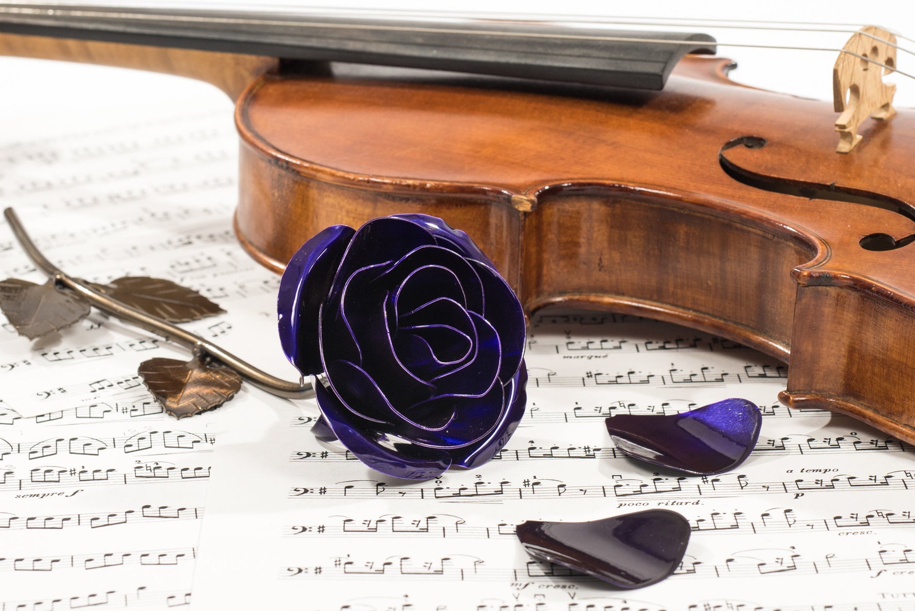 Hand Forged Purple Metal Rose Uncategorized Gift