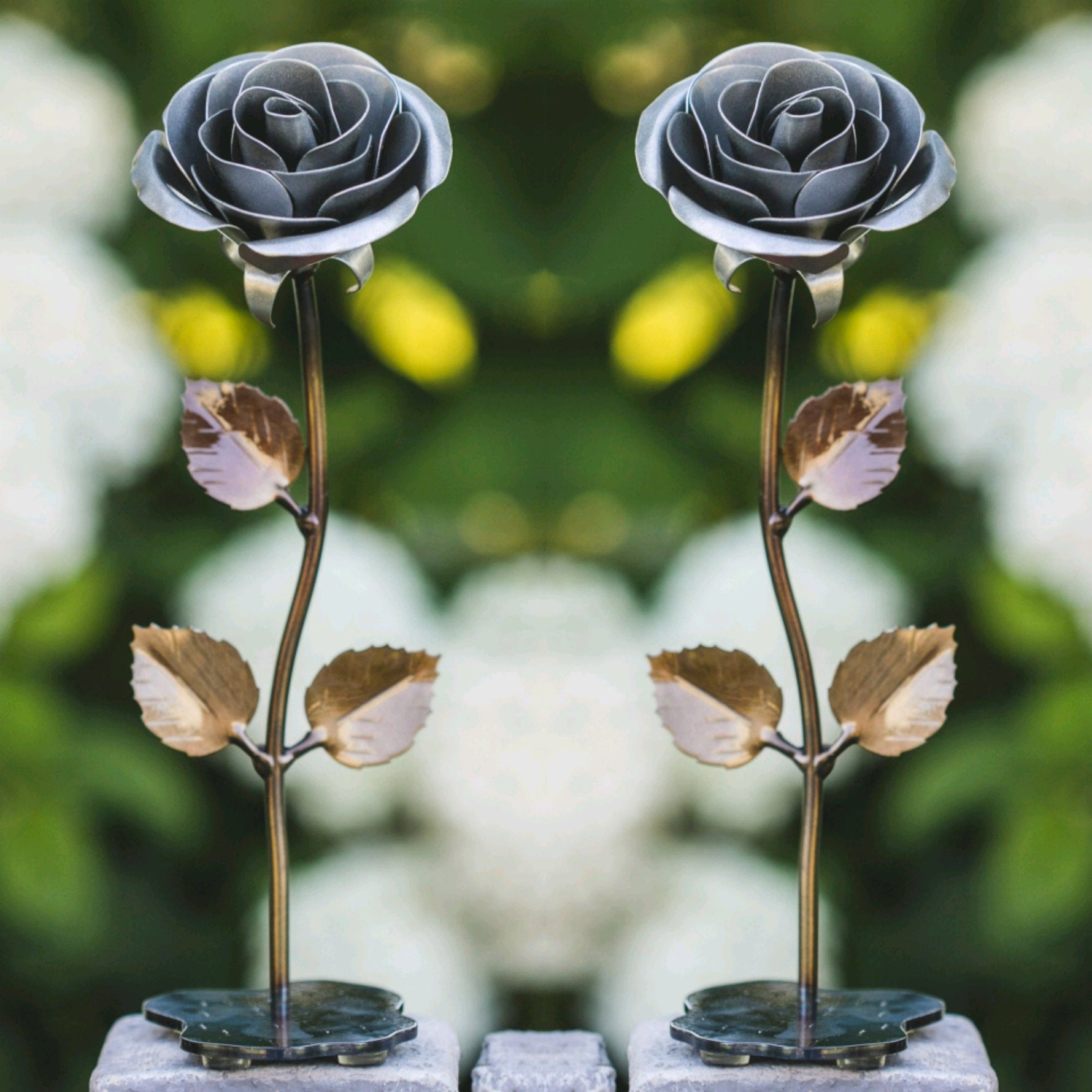 Silver Steel Rose Sculptures & Statues Gift