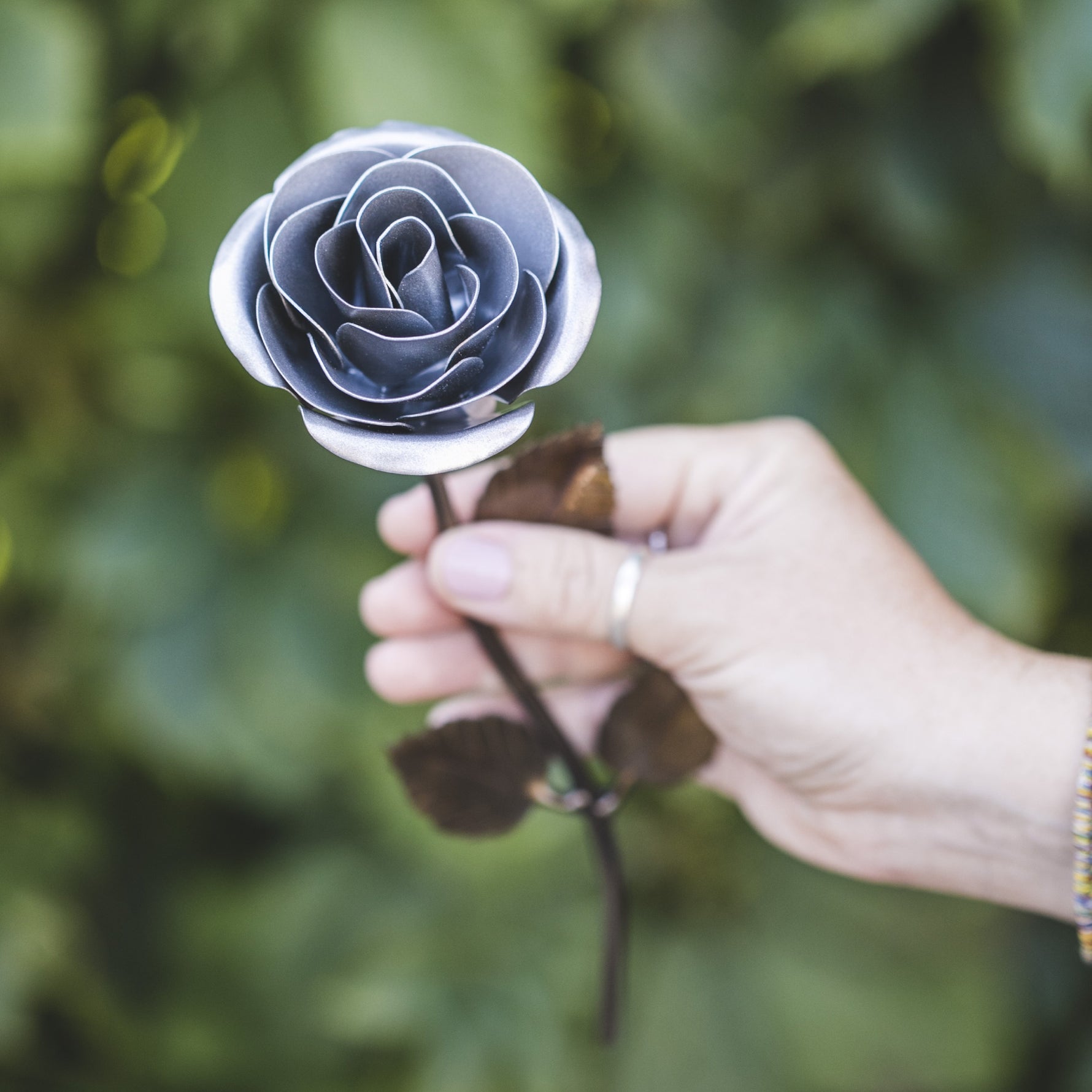 Silver Steel Rose Sculptures & Statues Gift
