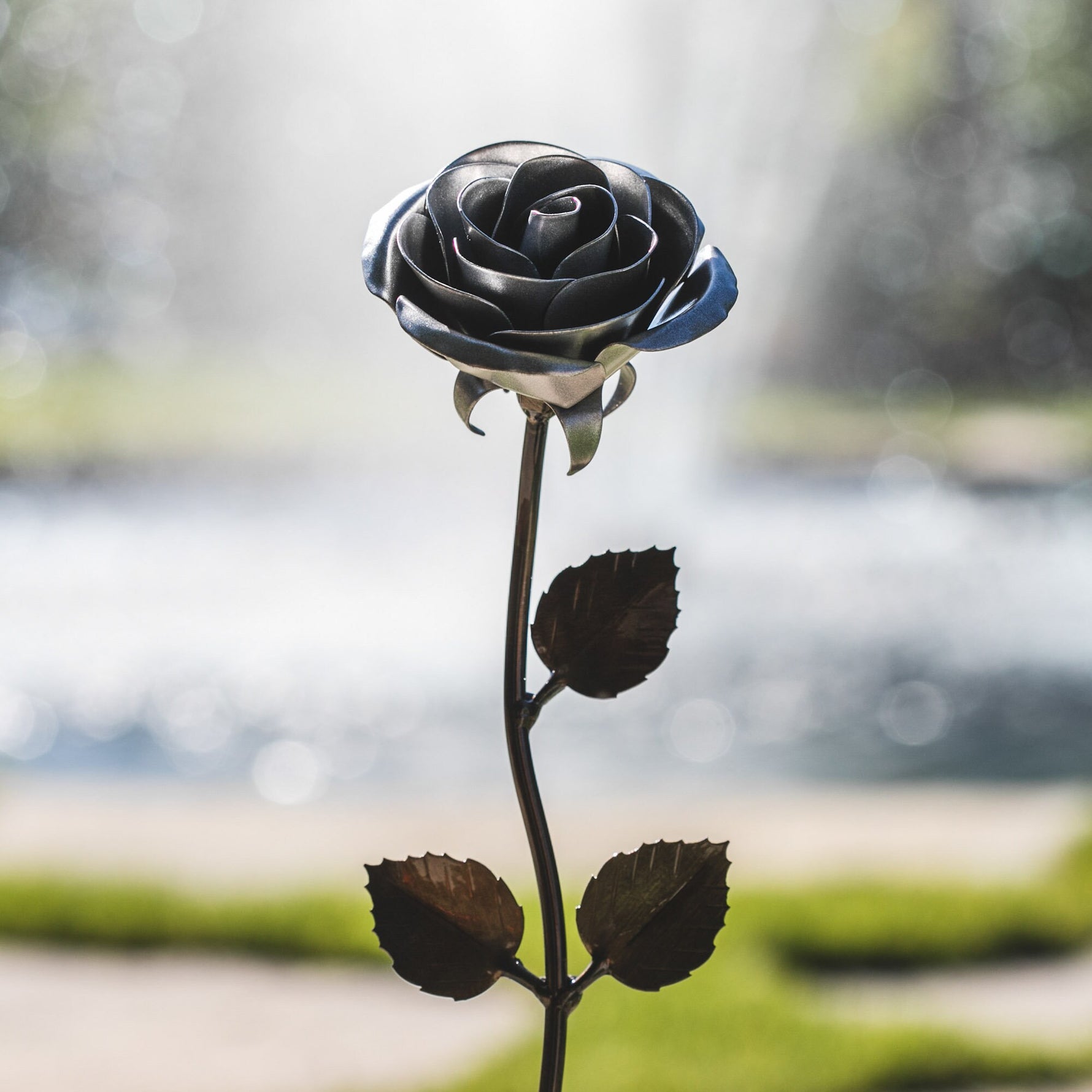 Silver Steel Rose Sculptures & Statues Gift