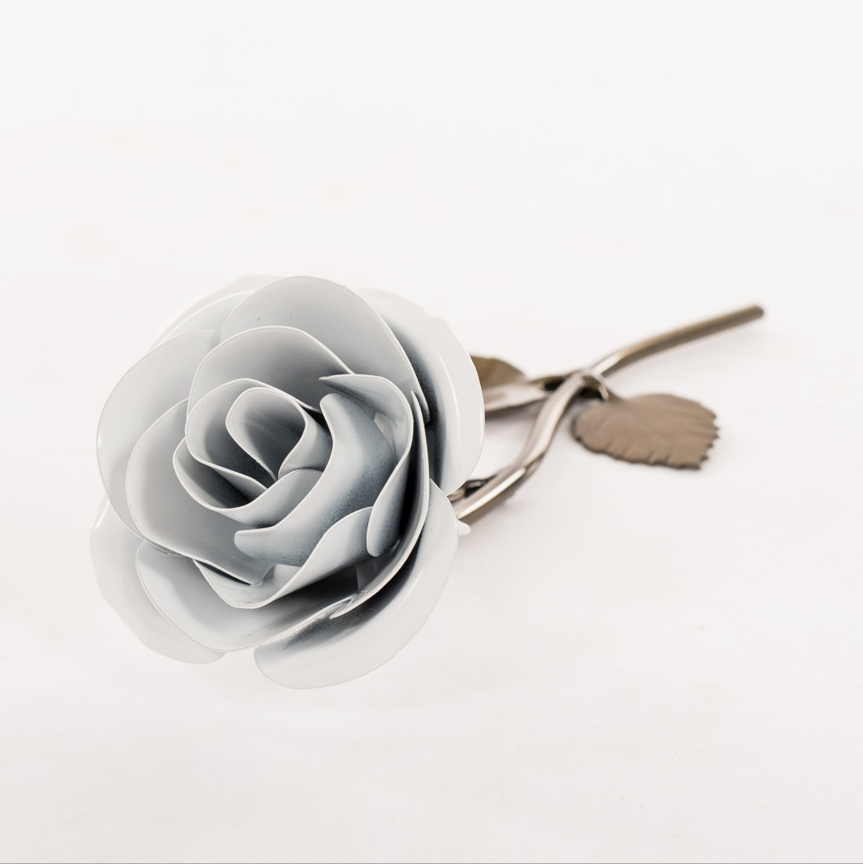 Hand-Forged Iron White Rose Decor Gift