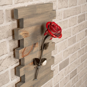 Framed Red Metal Rose - Old West Iron