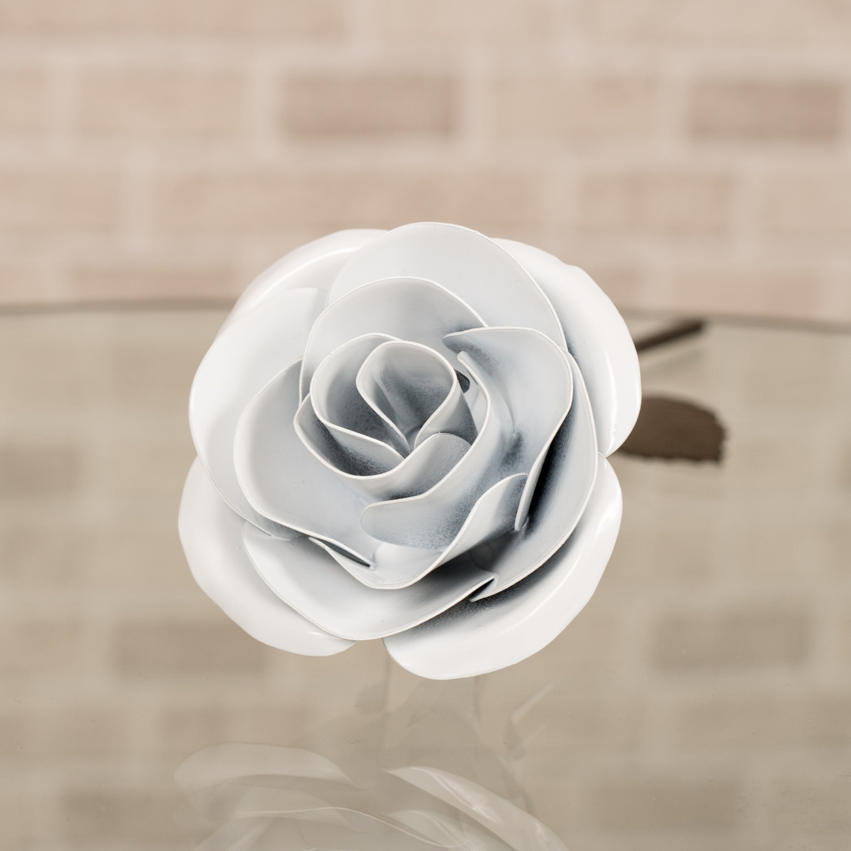 Hand-Forged Iron White Rose Decor Gift