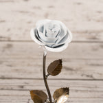 Hand-Forged Iron White Rose Decor Gift