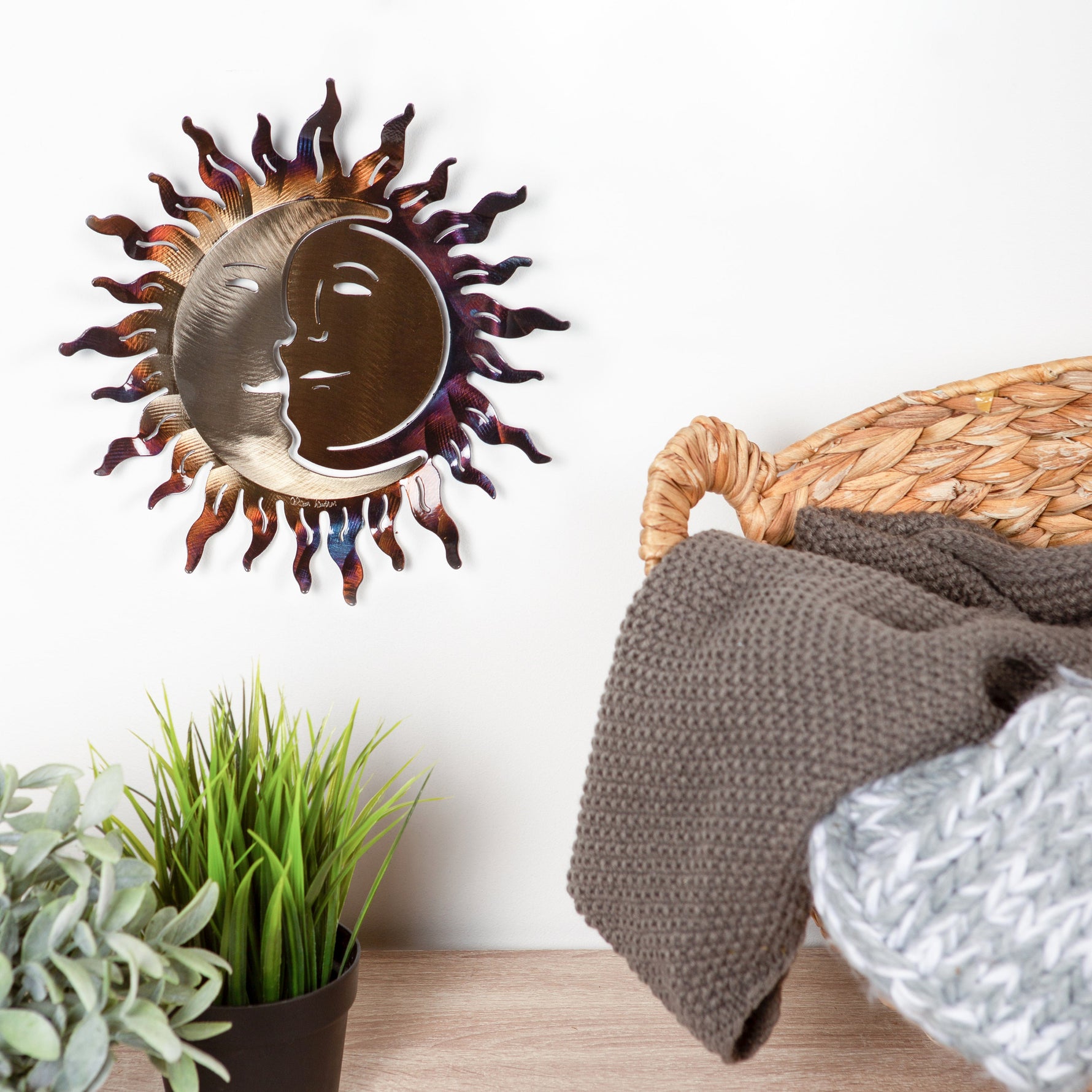 Wrought Iron Sun and Moon Wall Art Wallpaper Wall Sign