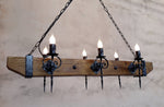 Castle Wood beam and wrought iron chandelier Lighting Lighting