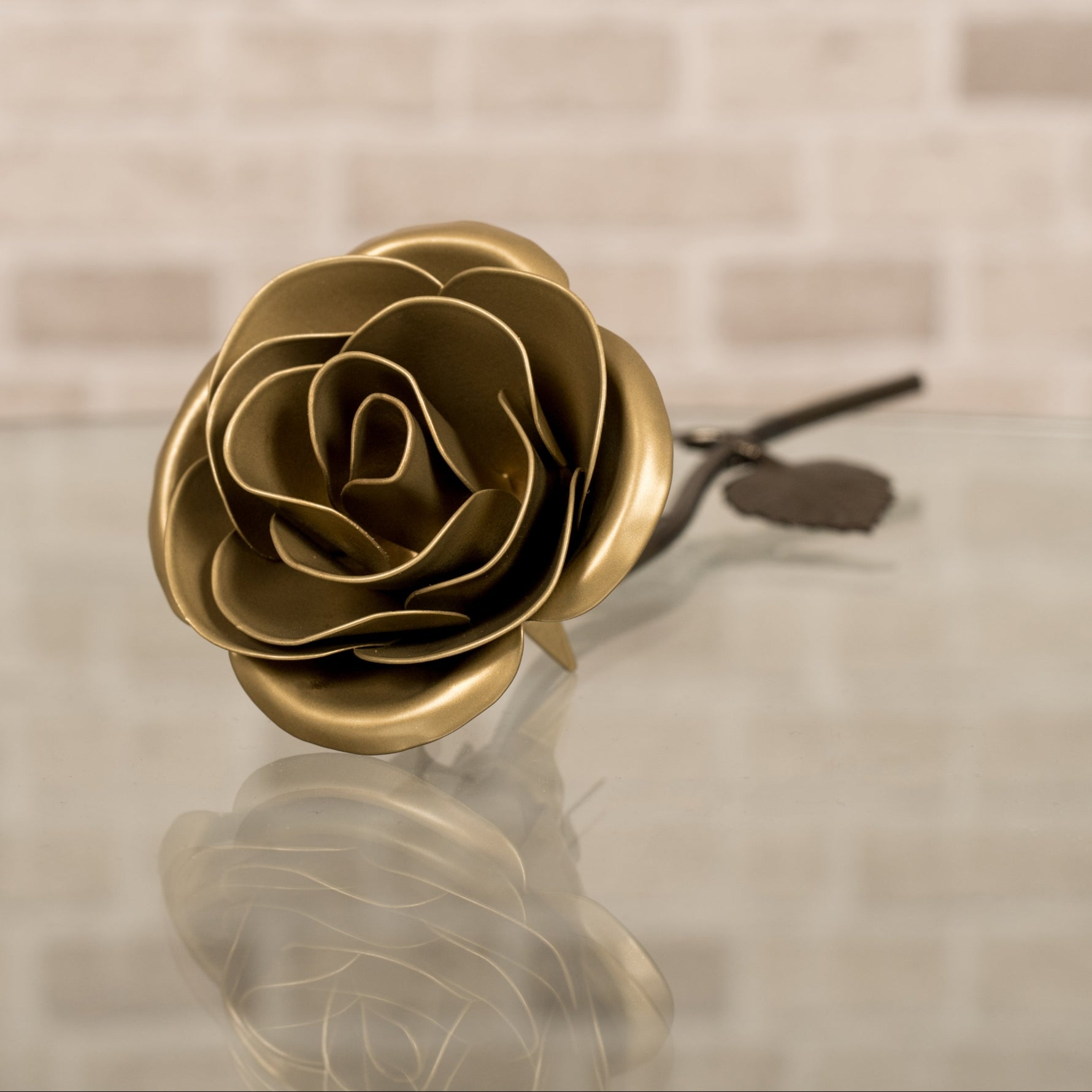 Hand Forged Gold Rose Decor Gift