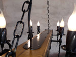 Castle Wood beam and wrought iron chandelier Lighting Lighting