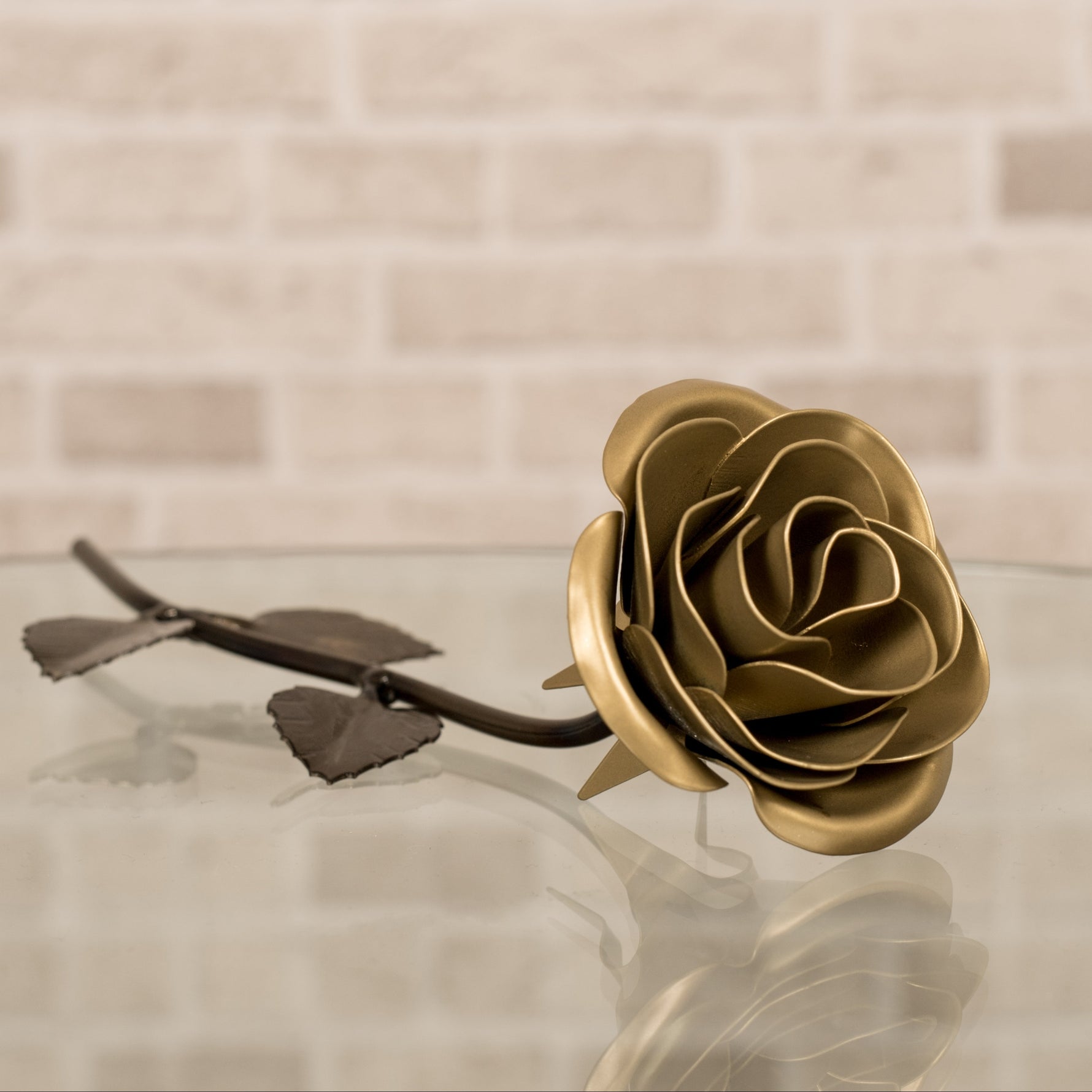 Hand Forged Gold Rose Decor Gift