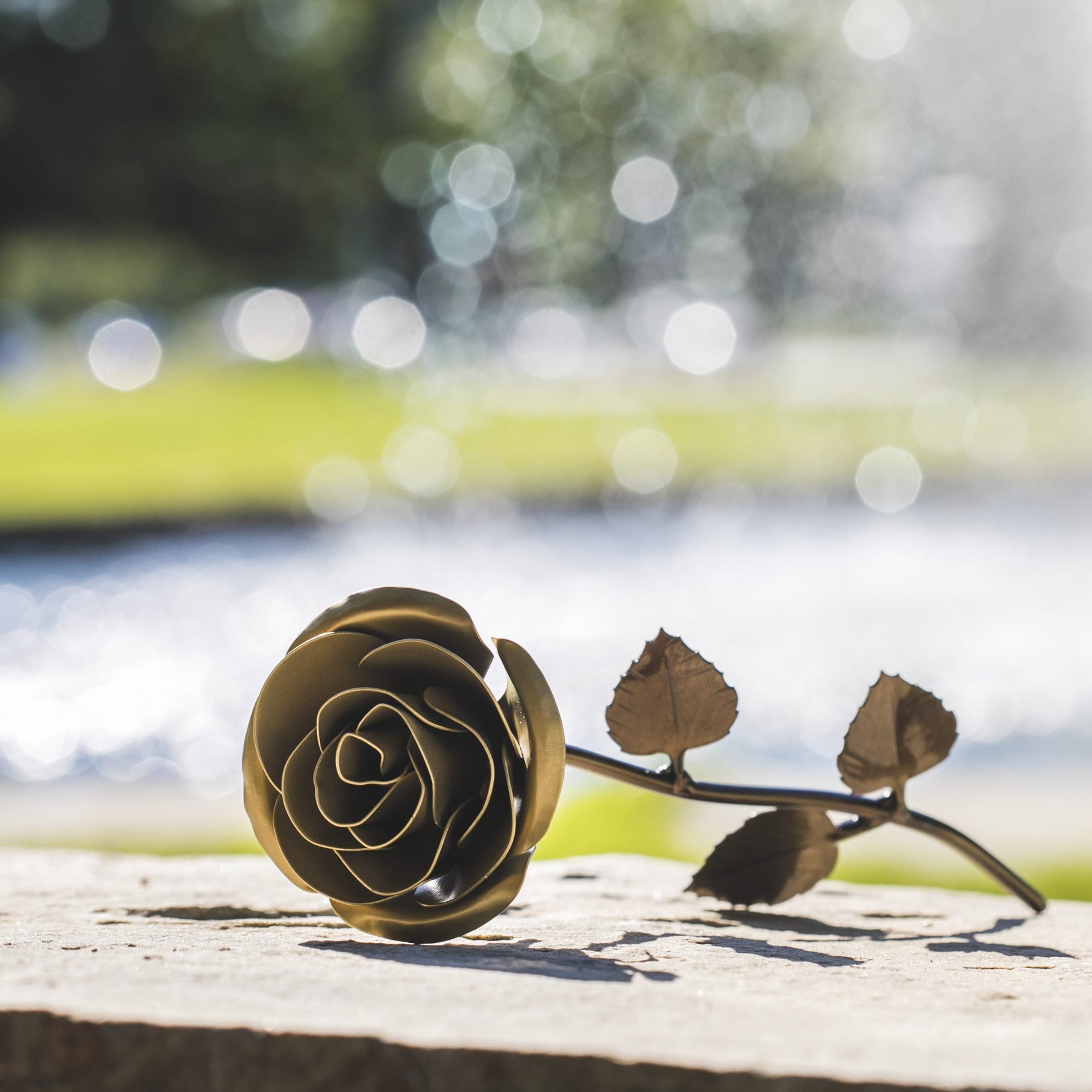 Hand Forged Gold Rose Decor Gift