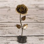 Hand Forged Gold Rose Decor Gift