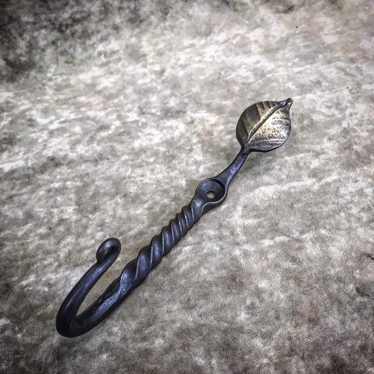 Leaf Hook, Handforged Iron, Blacksmith Hook,