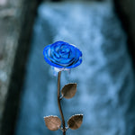 Hand-Forged Wrought Iron Blue & White Metal Rose Uncategorized Gift