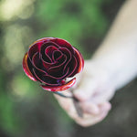 Hand-Forged Iron Red Rose Decor Gift