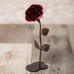 Hand-Forged Iron Red Rose Decor Gift