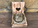 hand forged bronze horseshoe with two hearts in a gift box Horseshoe Sets Gift