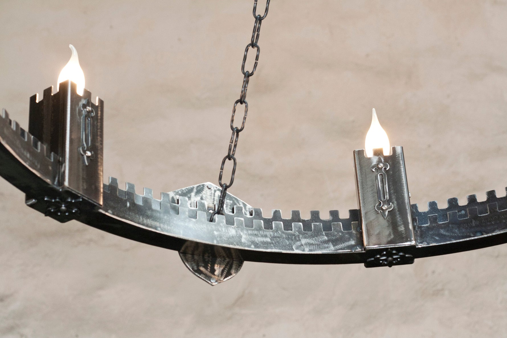 large Ancient Medieval Iron Chandelier Lighting