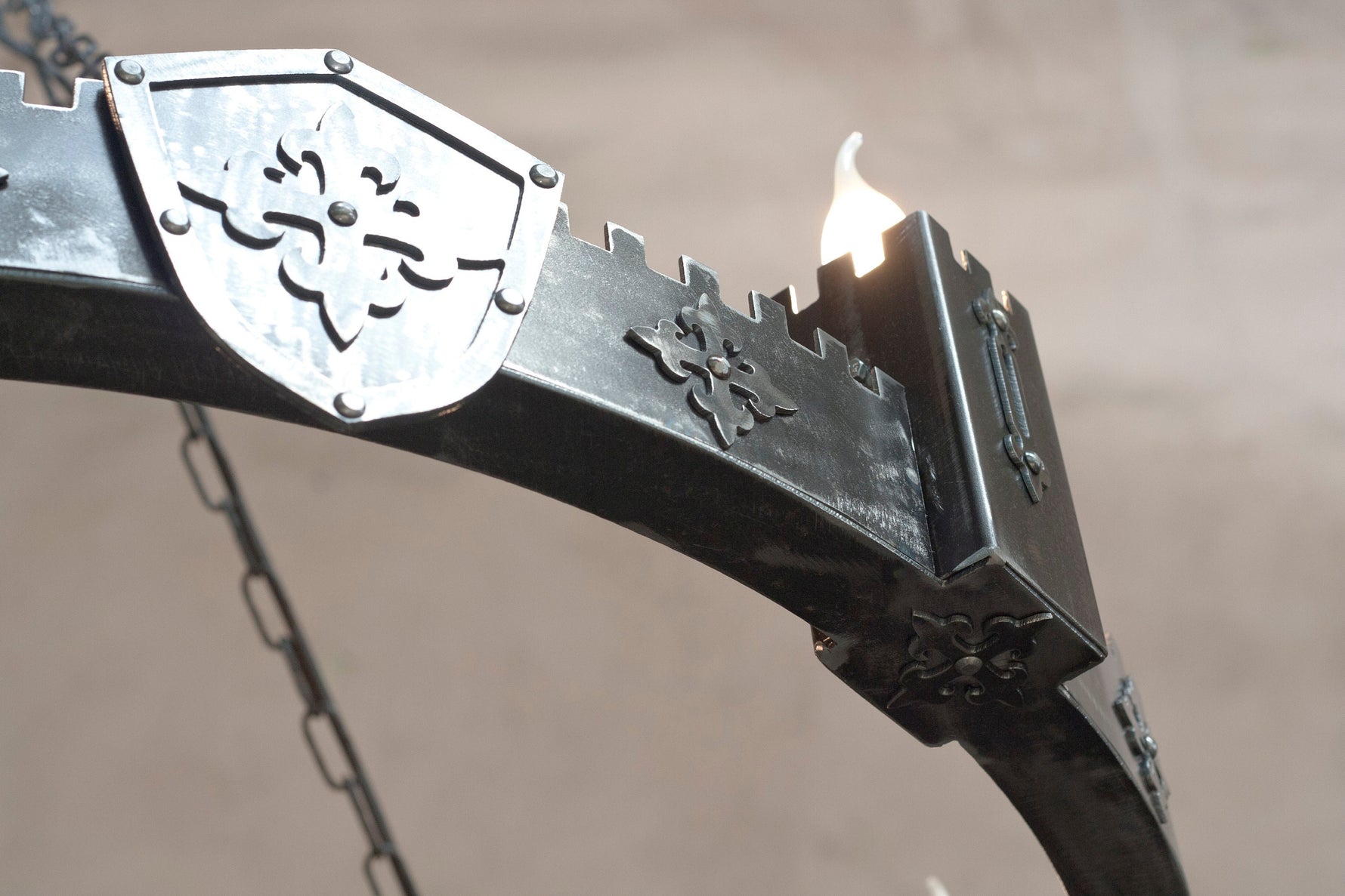 large Ancient Medieval Iron Chandelier Lighting