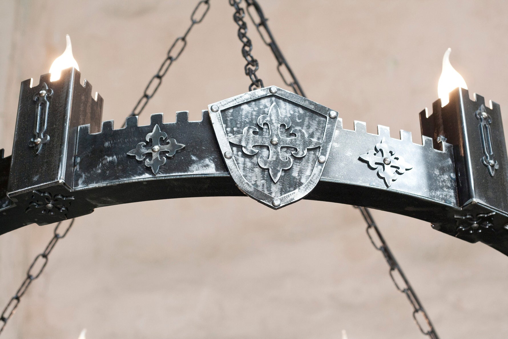 large Ancient Medieval Iron Chandelier Lighting