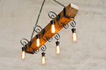 Castle Wood beam and wrought iron Chandelier Lighting Lighting