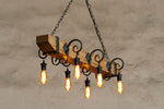 Castle Wood beam and wrought iron Chandelier Lighting Lighting