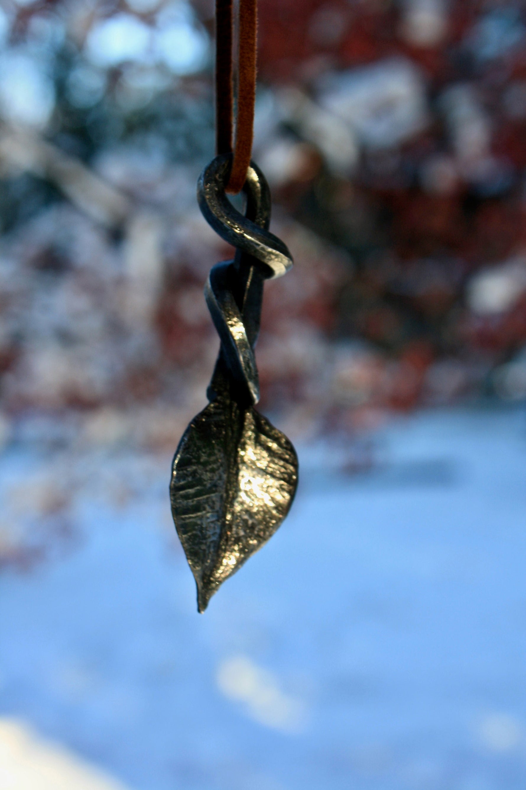 Forged Iron Leaf Pendant Keyring Keychains Gift