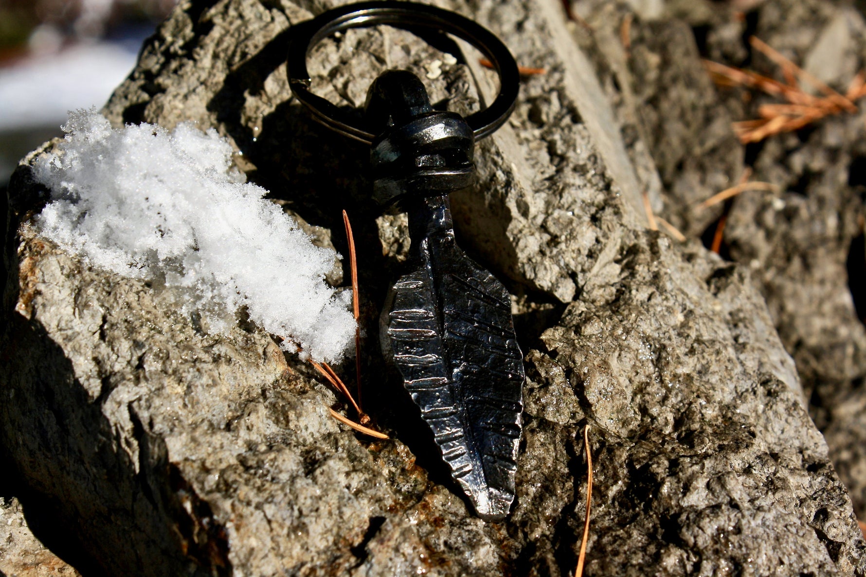 Forged Iron Leaf Pendant Keyring Keychains Gift