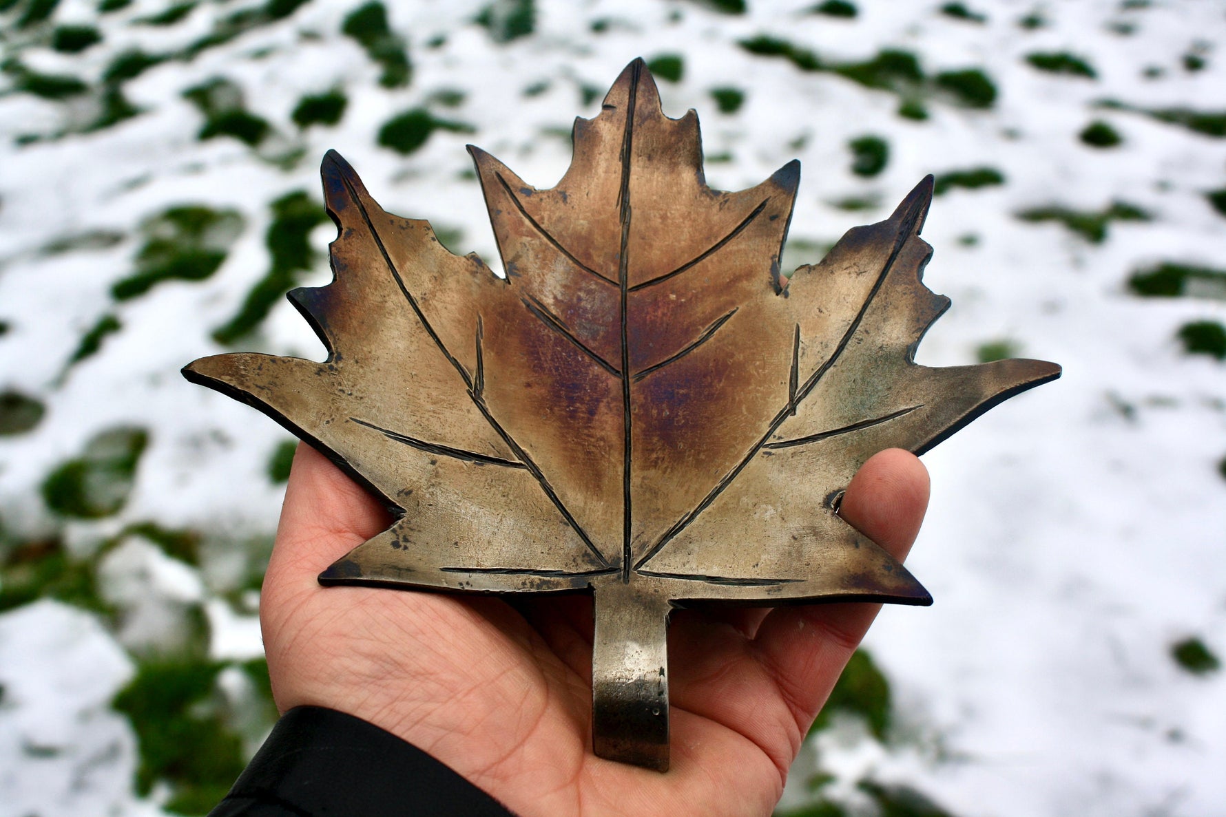 Hand Forged Maple Leaf Dish Decorative Bowls Gift