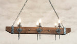 Castle Wood beam and wrought iron chandelier Lighting Lighting