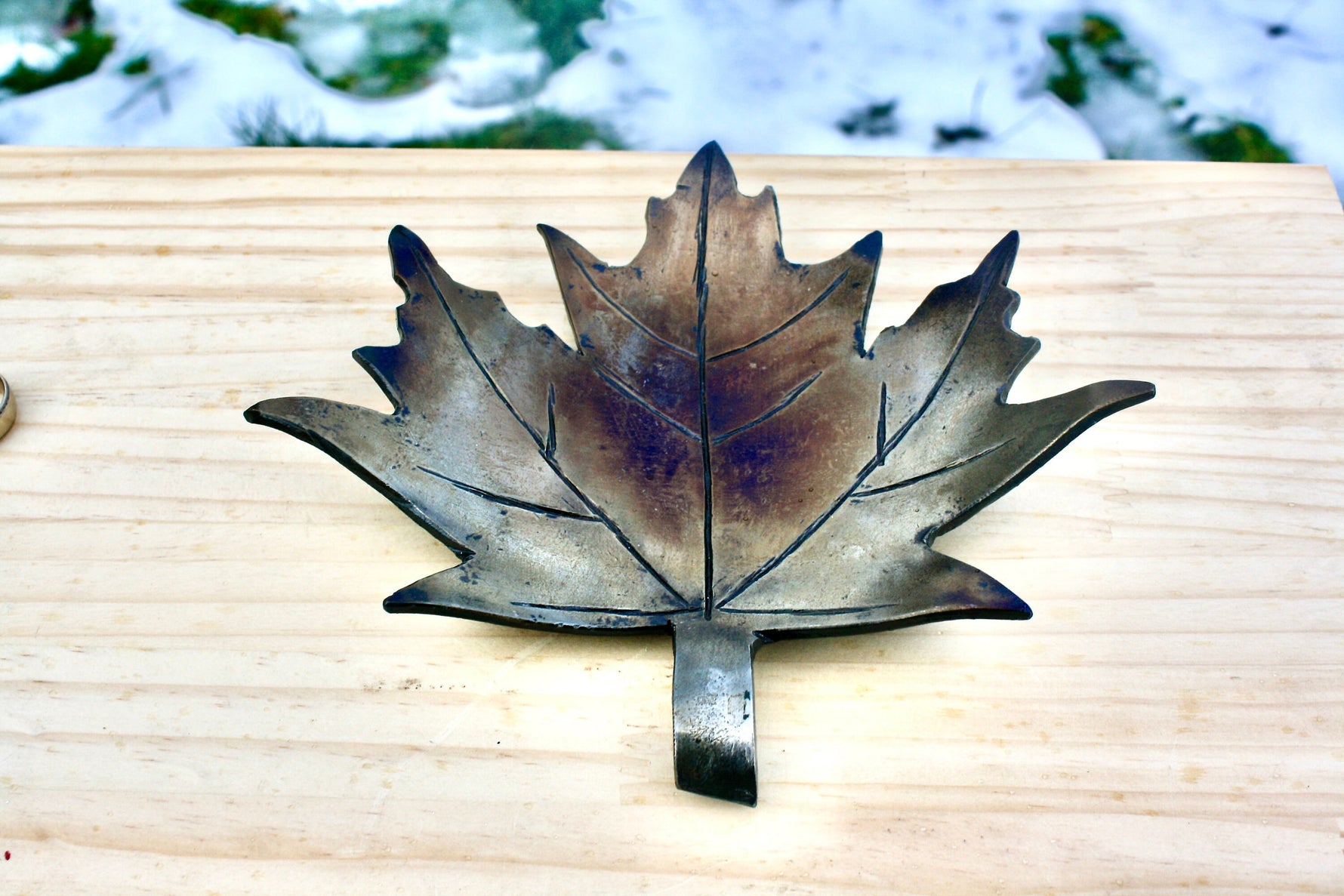Hand Forged Maple Leaf Dish Decorative Bowls Gift