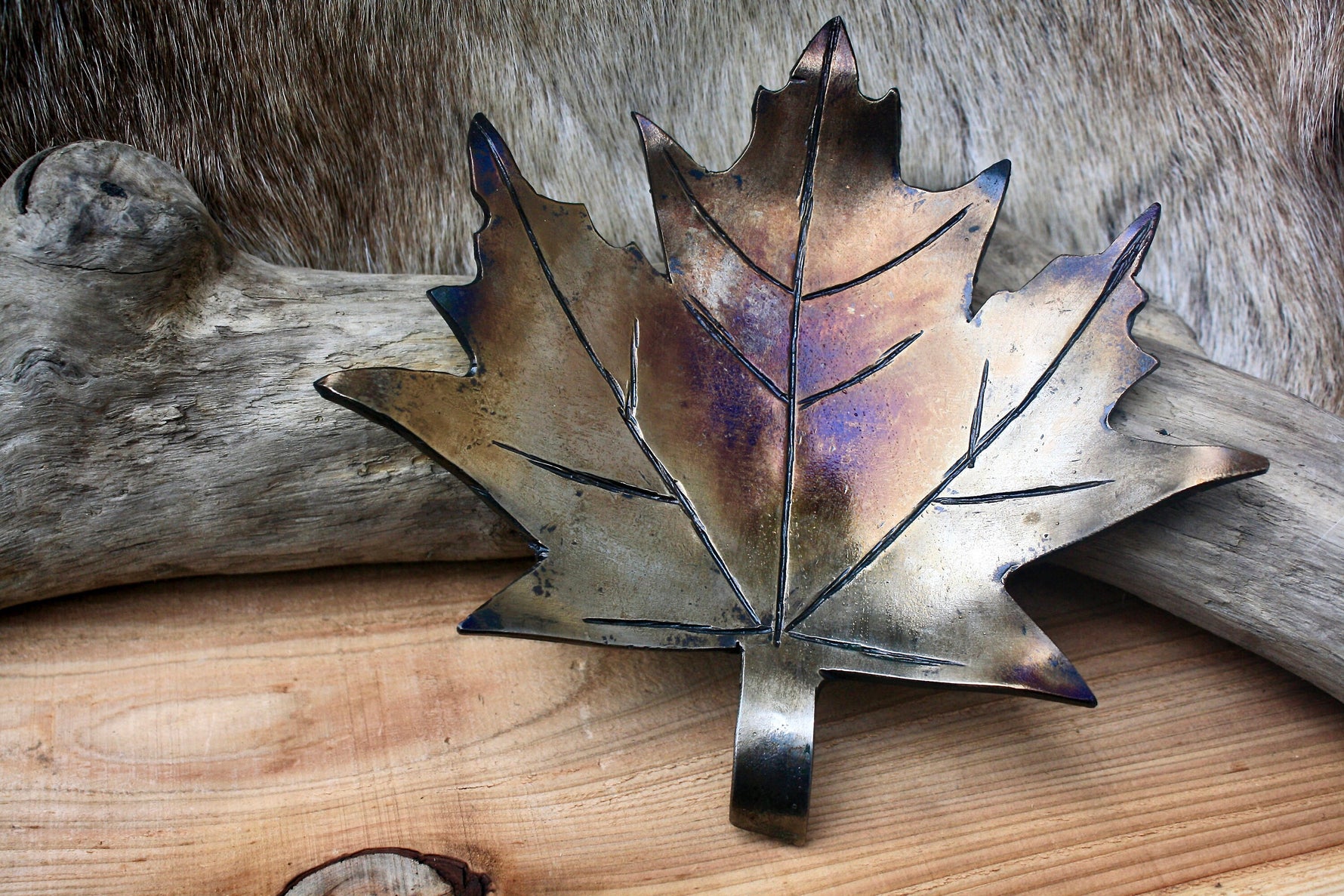 Hand Forged Maple Leaf Dish Decorative Bowls Gift
