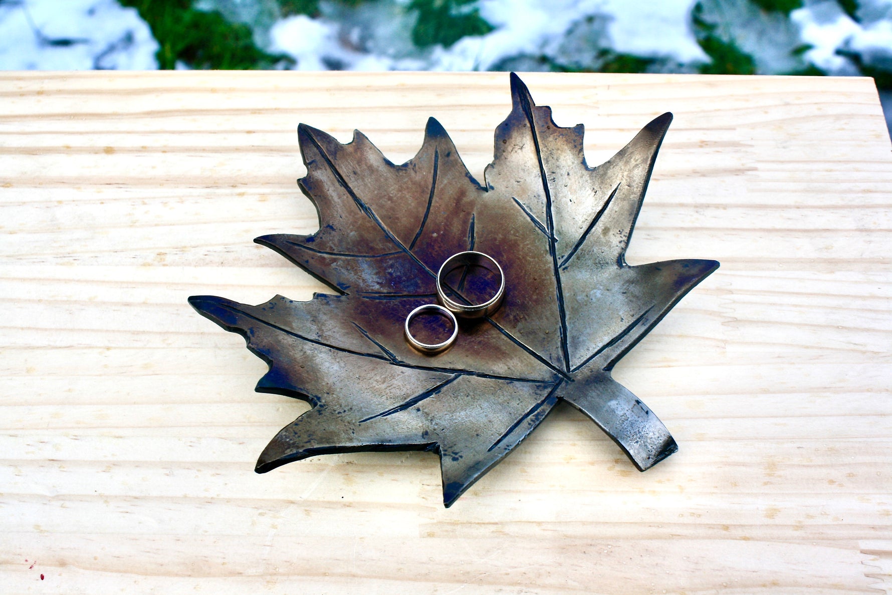 Hand Forged Maple Leaf Dish Decorative Bowls Gift