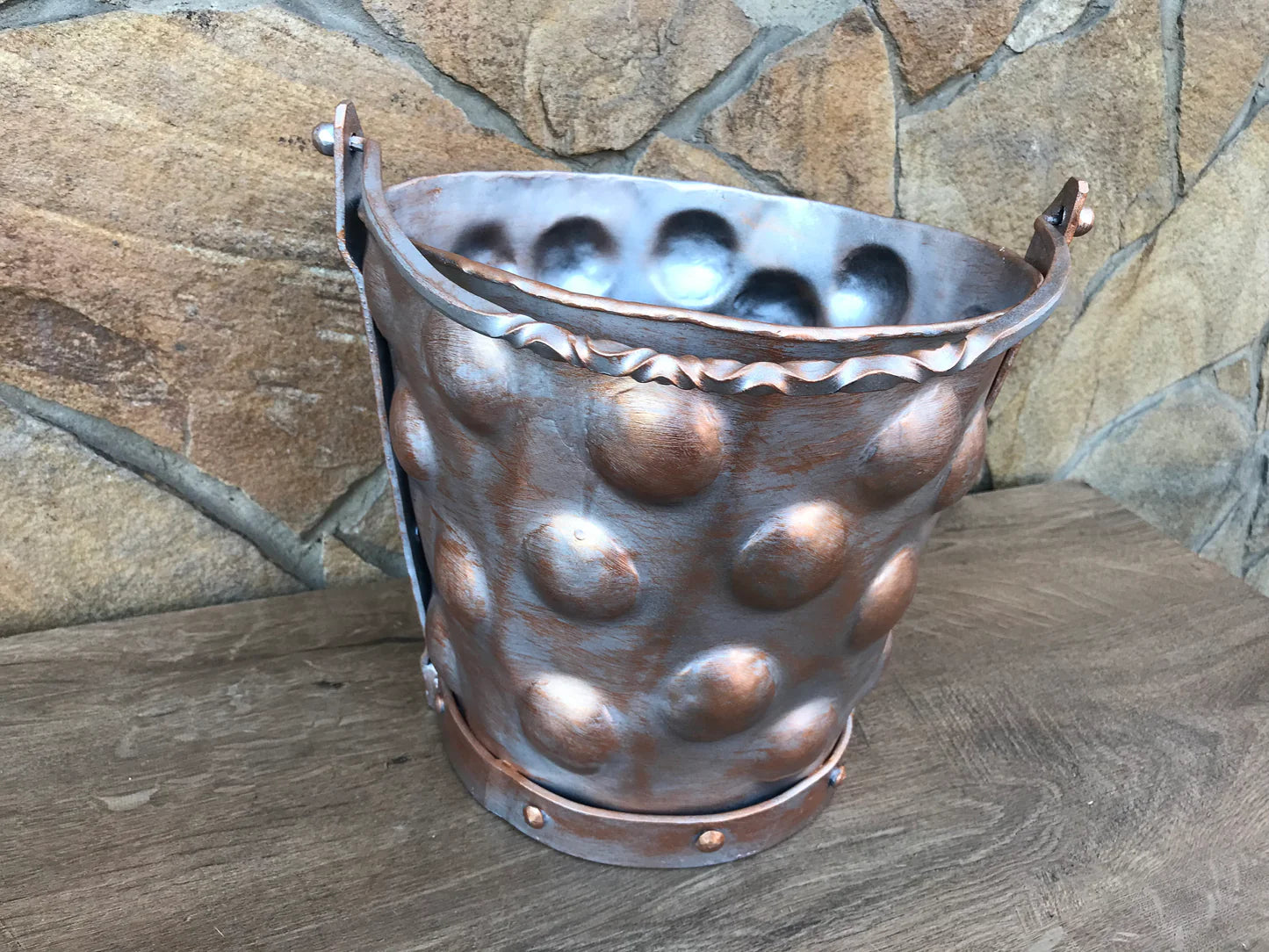 Silvered Bronze Fireplace Bucket Fireplace & Wood Stove Accessories