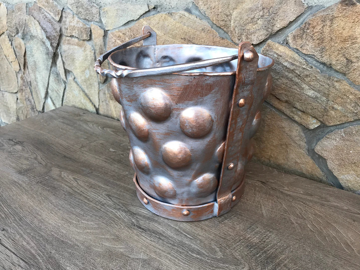 Silvered Bronze Fireplace Bucket Fireplace & Wood Stove Accessories