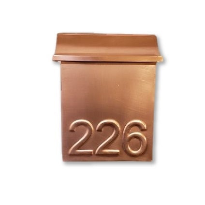 Flush Mount Embossed Copper Mailbox- House Numbers Mailboxes mailbox