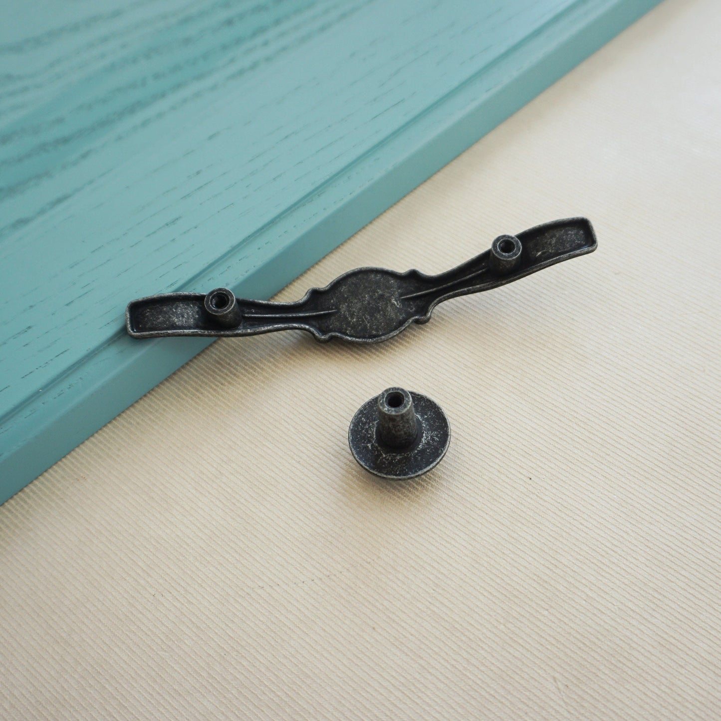 Antique Black and Turquoise Blue Drawer Pulls