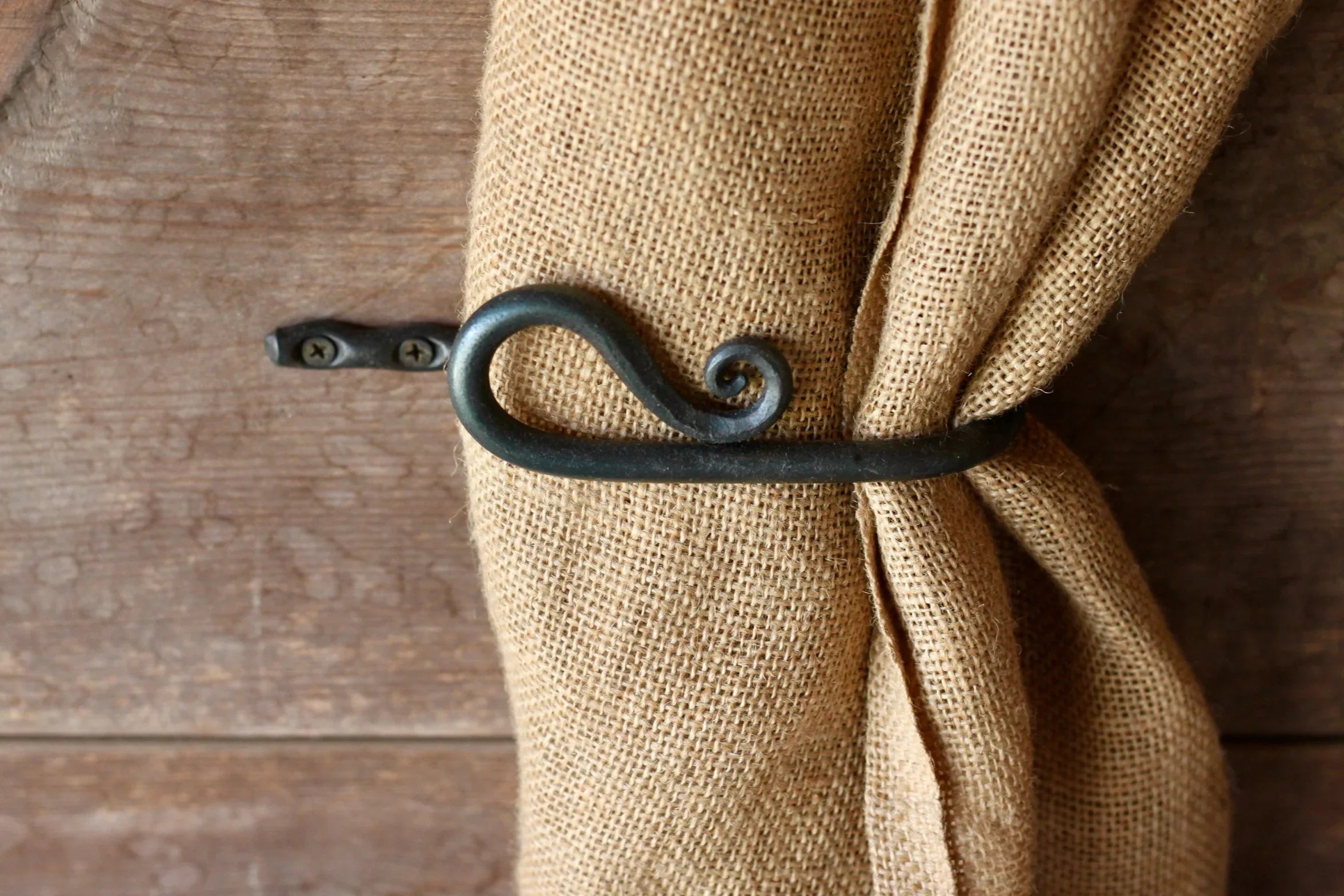 Hand Scrolled Iron Curtain Tie Back - Old West Iron