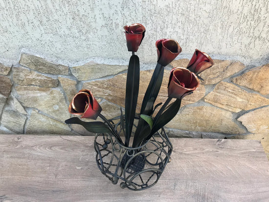 Hand Forged Bouquet of Tulips