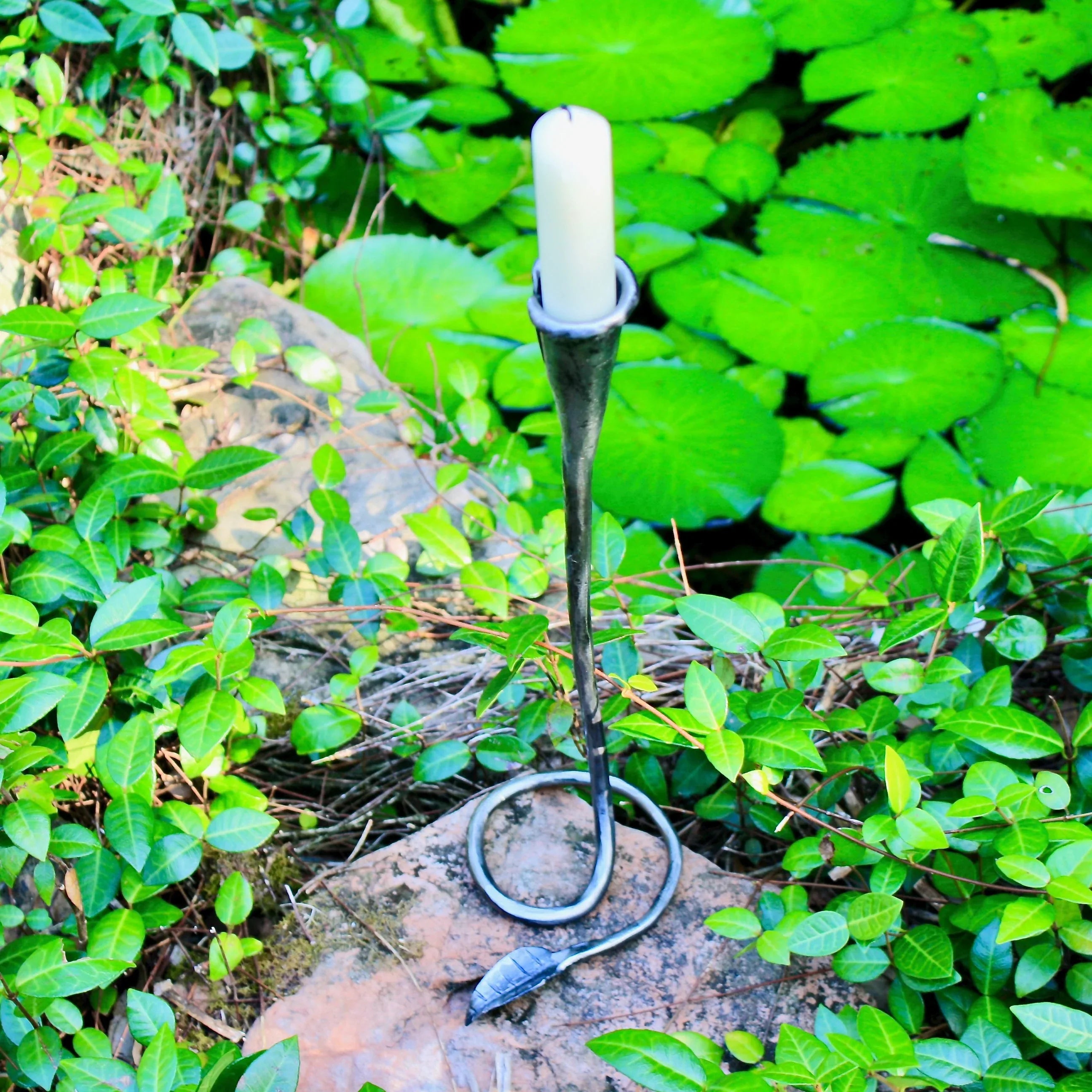 Hand forged viking candlestick - Old West Iron