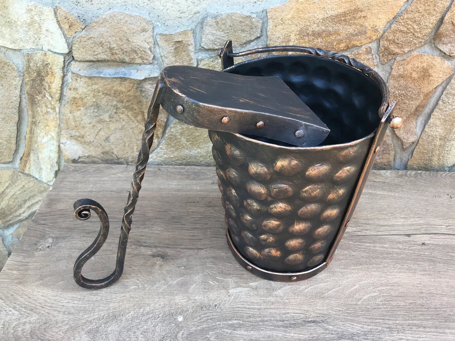 Antique Bronze Fireplace Bucket and Shovel Set Fireplace Tools