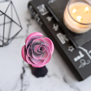 Hang Forged Pink and White Wrought Iron Rose - Old West Iron