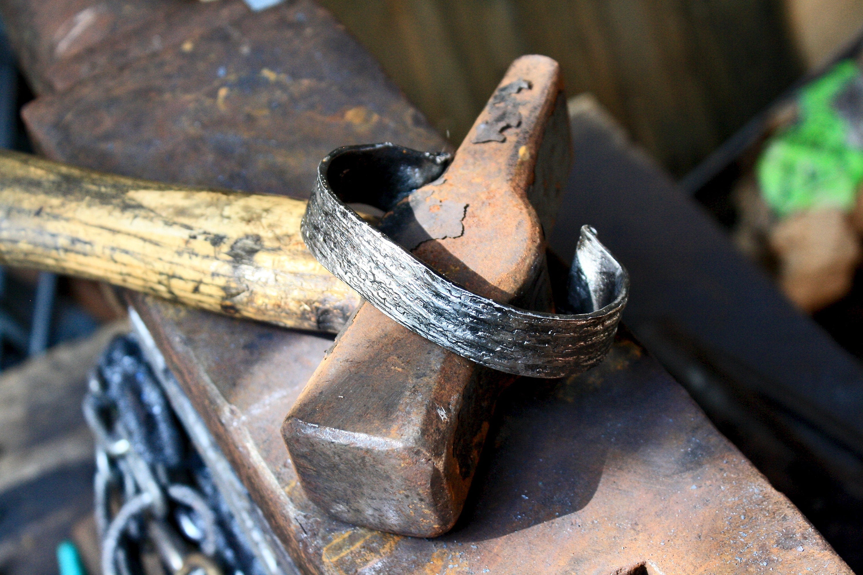Hand forged iron bracelet Bracelets Gift