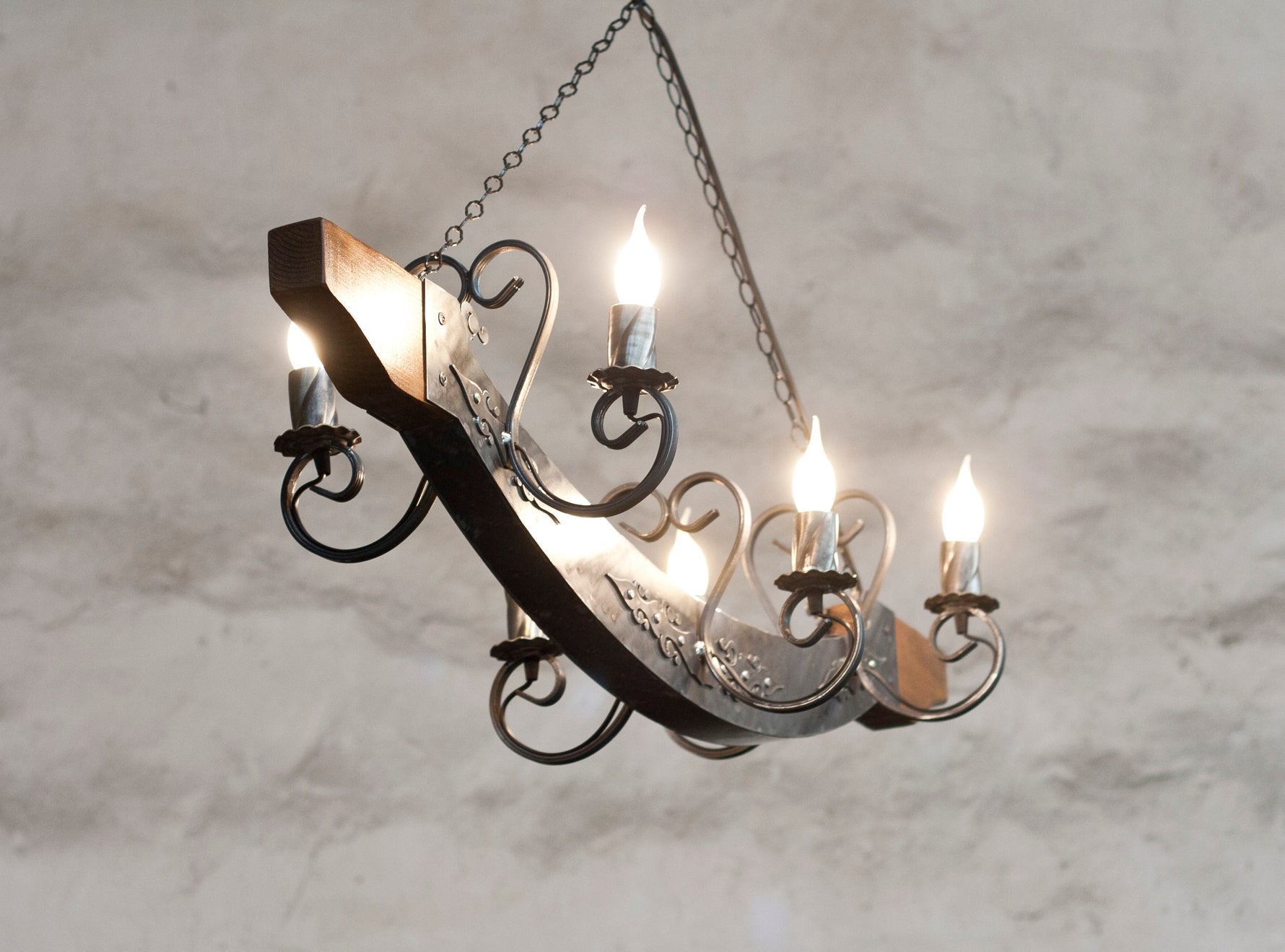 elegant Wrought iron and wood Chandelier Lighting Lighting