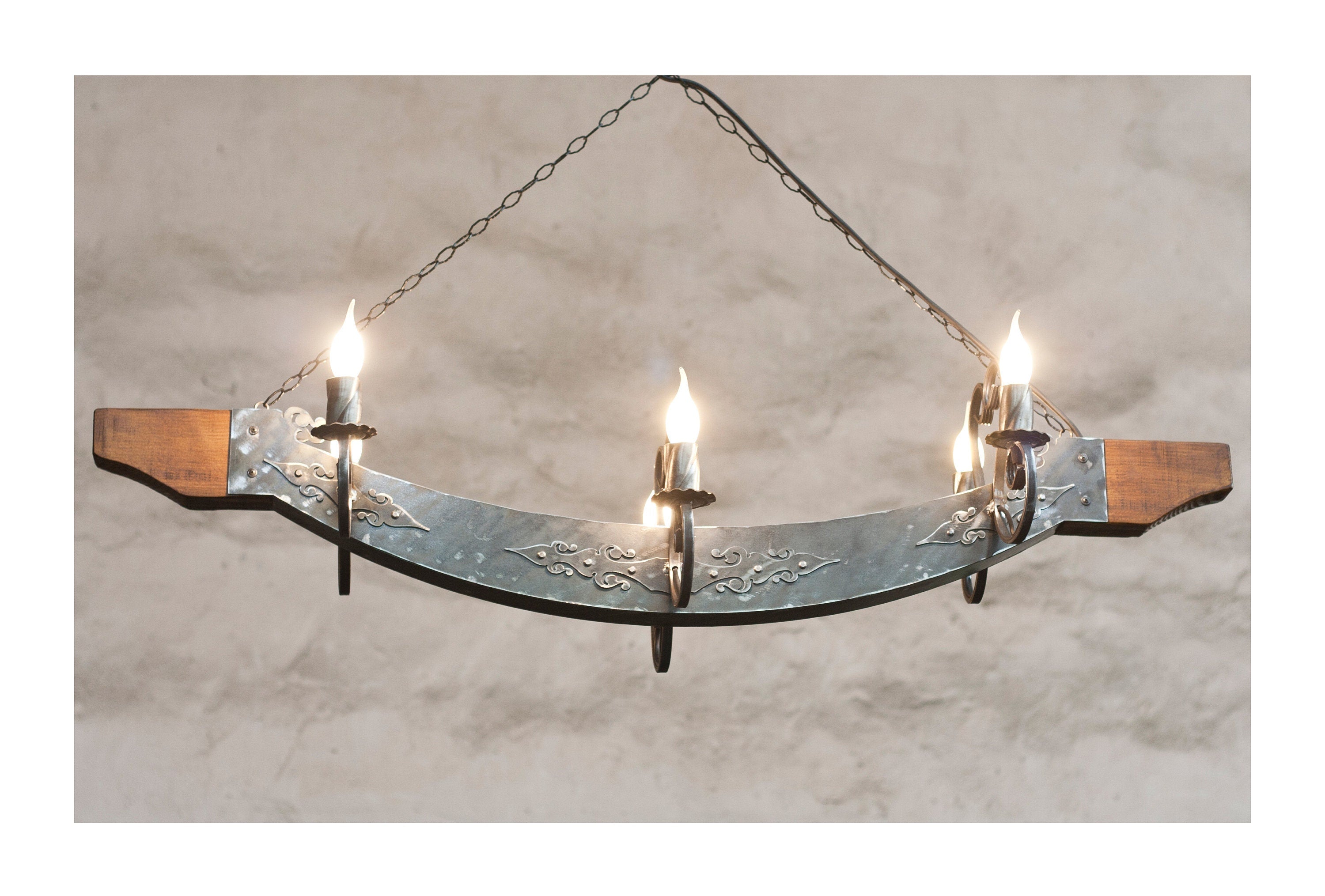elegant Wrought iron and wood Chandelier Lighting Lighting
