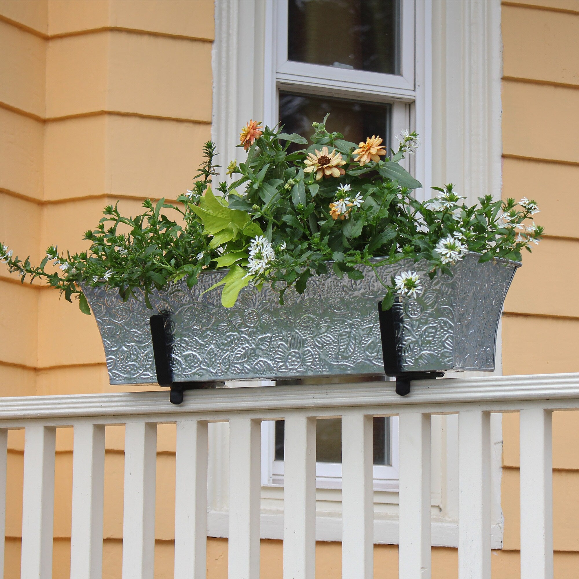 Vintage-style Flower Box Windowbox Railing Planter, Rectangular