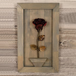 Framed Red Metal Rose Decor Gift