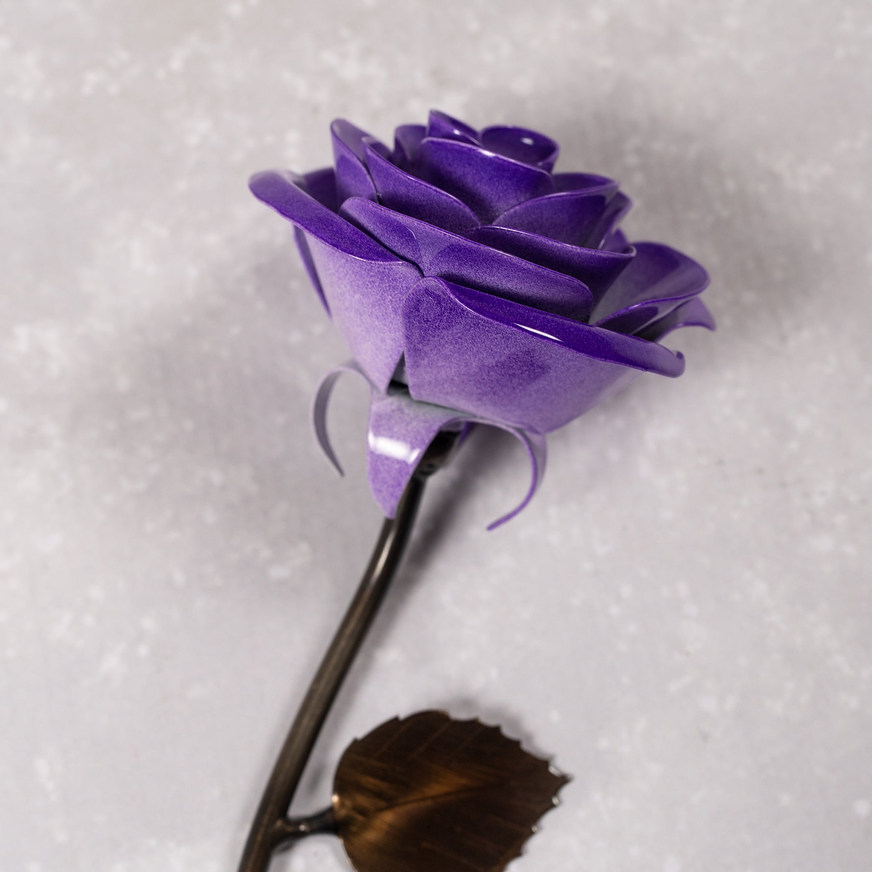 Hand-Forged Purple & White Metal Rose Uncategorized Gift