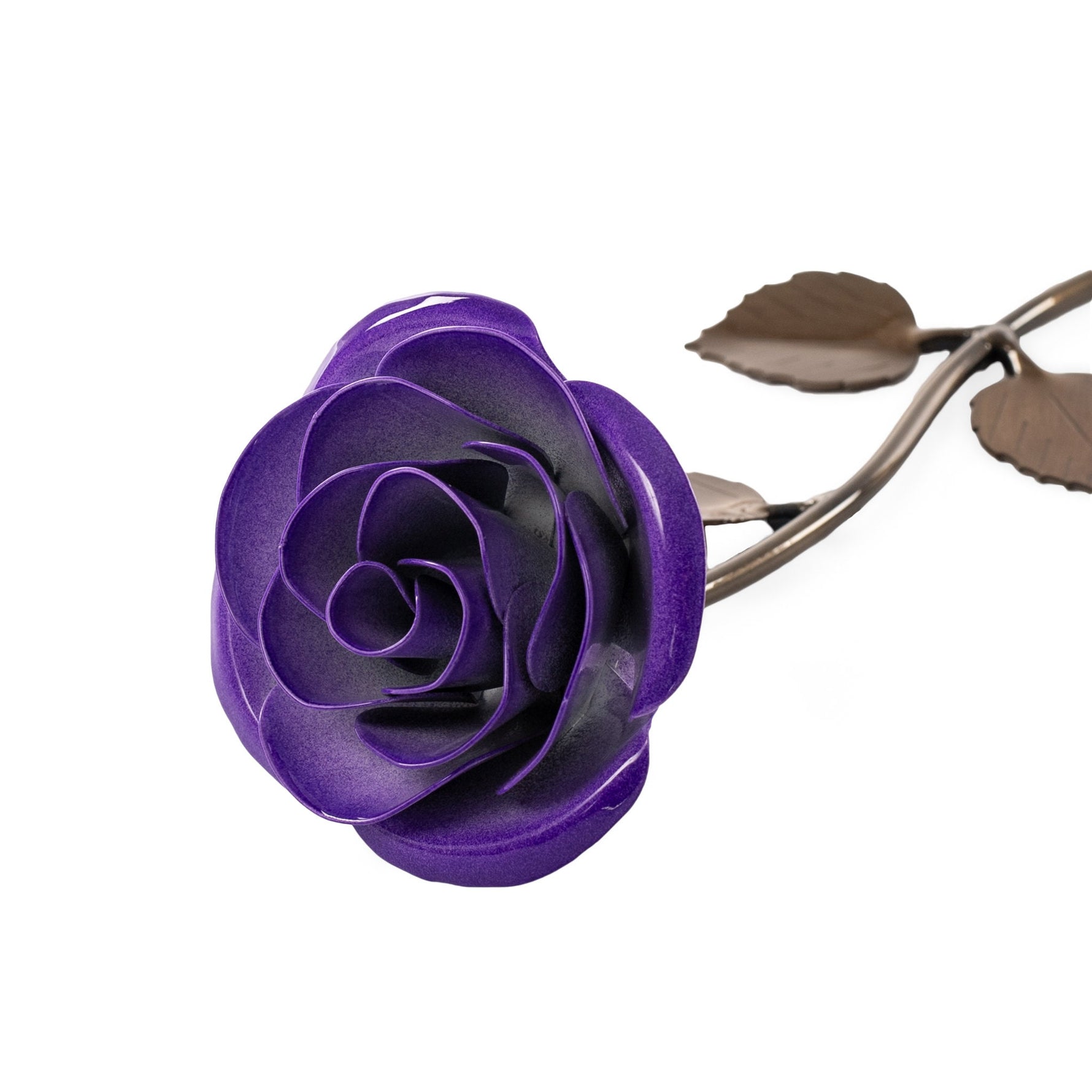 Hand-Forged Purple & White Metal Rose Uncategorized Gift