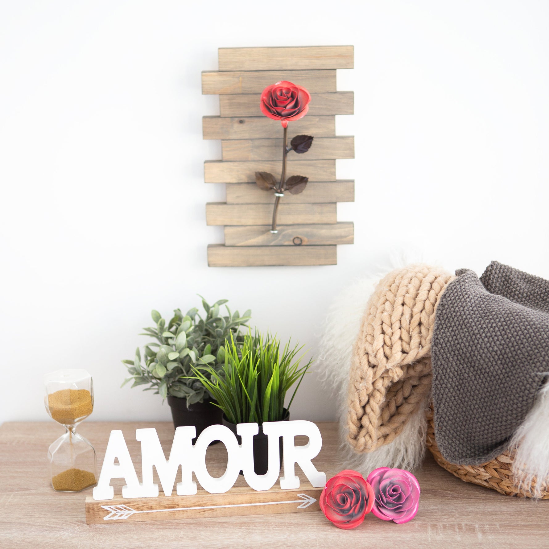 Framed Red Metal Rose Uncategorized Gift